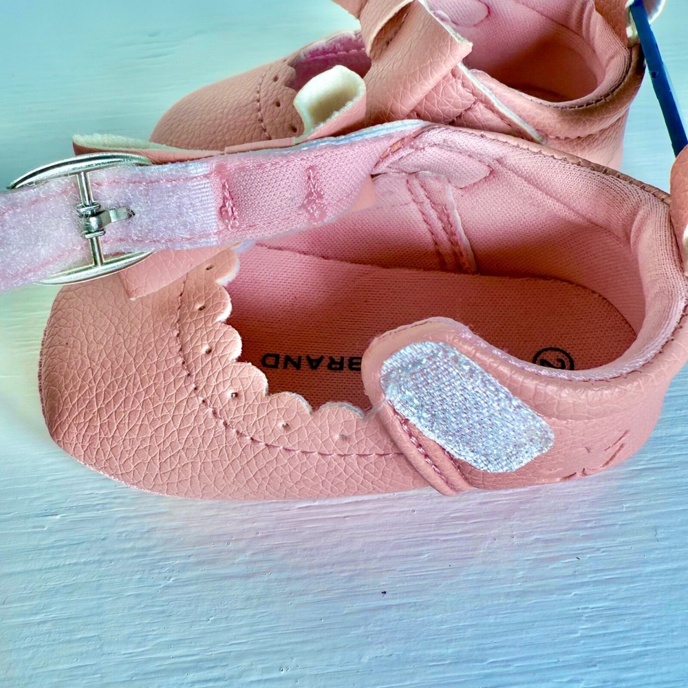 Lucky Brand MaryJane Baby Crib Shoes Blush,Faux Leather,Bow,Infant(2)3-6 MTHS - Picture 6 of 9